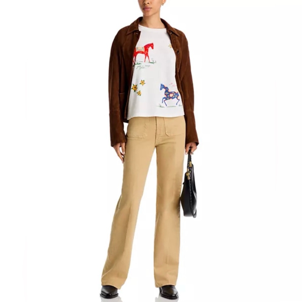 MOTHER High Rise Patch Pocket Bookie Sneak Jeans The Devil May Care-Tan Size 28‎